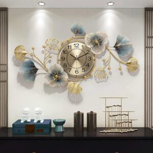 RIZIK STORE™ Metal wall hanging floral handmade wall clock multicolor ticking sound for bedroom/drawing room/hall/Dining room (36”x21”) (Design 1) - Image 2