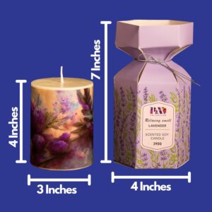 PRADECOR Scented Pillar Candle for Home Decor & Gifting – Lavender Scented | Set of 1 – 3X4 Inch – Designer Candle | Soy Wax – 390gm | Fragrance Candles for Festival Decor & Gifting - Image 5