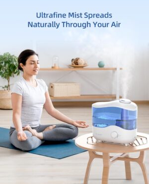 ASAKUKI Cool Mist Humidifiers for Bedroom - 4L Water Tank, Baby, Office, Quiet Ultrasonic Air Vaporizer, Adjustable Mist, 360 Nozzle Rotation, Auto-Shut Off, Humidifier Easy Fill and Clean -Blue - Image 7