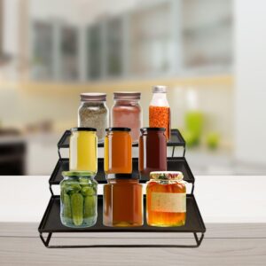 Go Hooked Spice Rack Organizer for Counter top 3-Tier Metal Spice Organizer Standing Rack Shelf Storage Holder for Kitchen Cabinet Pantry Bathroom Office (Black, Pack of 2) - Image 3