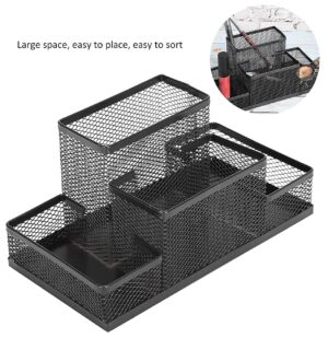 GLUN® Metal Desk Organizer with 4 Different Compartment, Metal Mesh Desk Organizer Stationary Storage Stand Pen, Pencil Holder for Office, Home, and Study Table - Image 7