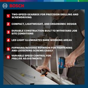 Bosch GSR 120-LI Cordless Drill Driver, 12V, 1,500 rpm, 14/30/- Nm, 10 mm Chuck, 0.8 kg + 1 x GBA 12V 2.0Ah Battery, GAL 1210 CV Professional Charger, Carrying Case, 1 Year Warranty - Image 4