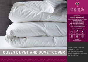 Trance Home Linen Microfibre White Duvet: 90" X 100" and Steel Grey Duvet Cover: 92" X 102" - Image 2