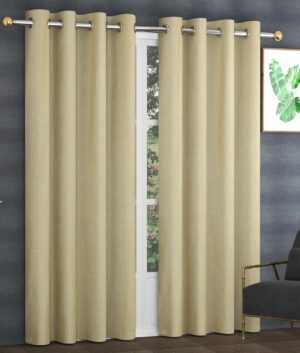 FRESH FROM LOOM Jute Curtains For Door 8 Ft Long|Medium Window Curtain|Yarn Weaved Parda|Modern Parde For Living Room Bedroom|Screens With Grommet Curtains Ring Curtains|Hypoallergenic (Cream, 2Pc)(Blackout) - Image 2