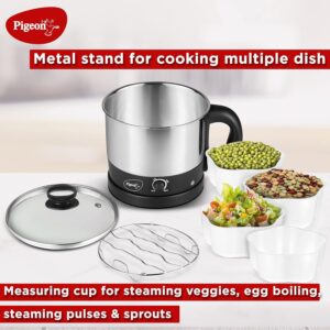 Pigeon Kessel Multipurpose Kettle (12173) 1.2 litres with Stainless Steel Body, used for boiling Water and milk, Tea, Coffee, Oats, Noodles, Soup etc. 600 Watt (Black & Silver) - Image 5