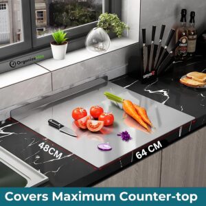 OrganizeMee Steel Chopping Board for Kitchen Large | Fruits and Vegetables Cutting Rust-Proof Cutting Board Platform Countertop Pad Cutter | (60 Cm Widex47 Cm Deep +25 Mm Bend) | A Must Kitchen Tools - Image 9