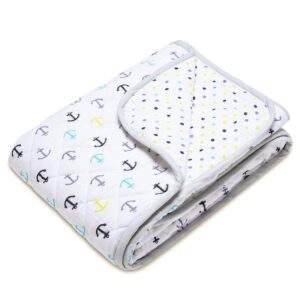 haus & kinder Nautical 100% Cotton Muslin Reversible Quilt For New Born Baby, Anthra, 200 TC - Image 3