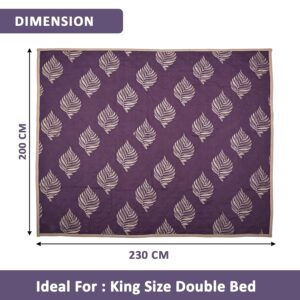 Kuber Industries 220 GSM Reversible AC Comforter for Double Bed | All Weather Warm & Soft Microfiber Quilt | Beautifully Crafted Razai, Duvet & Kambal for Home | Gold feather -Purple - Image 4