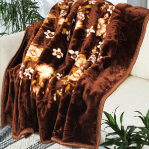 BSB HOME Super Soft Cloudy Printed Double Bed Blanket for Heavy Winter, Single Ply Mink Blanket King Size with 220 x 230 Cm – 2.5 Kg (Multicolour Dark Brown and Beige, Pack of 1) - Image 4