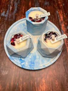 Candour Ocean Bloom Set Of 3 Soy Wax Scented Candles With Essential Oil Fragrance And Rose Petals With Base Plate In Luxury Packaging Box Ideal For Home Décor Spa Gifting & Aromatherapy - Image 4