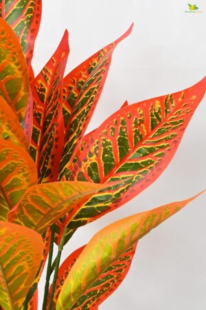 Blooming Floret Artificial Red Iceton Croton Plant | Big Ornamental Plant for Interior Decor/Home Decor/Office Decor | 26 Leaves with Basic Black Pot | 71.1 cm Tall Indoor Plant - Image 3