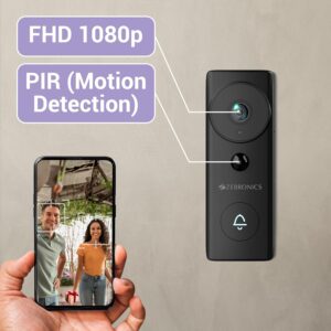 Zebronics VDB200 Smart Wireless Video DoorBell with 1080p Full HD, PIR Motion Detection, Splash Proof, Night Vision, 2 Way Talk, mSD, Call Alert, Tamper Alarm, 24/7 Live Monitoring, 60 Chime Tones - Image 3