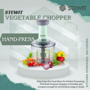 Stewit Food Chopper 900ml, Steel Large Manual Hand-Press Vegetable Chopper Mixer Cutter to Cut Onion, Salad, Tomato, Potato (Pista 900ml) - Image 3