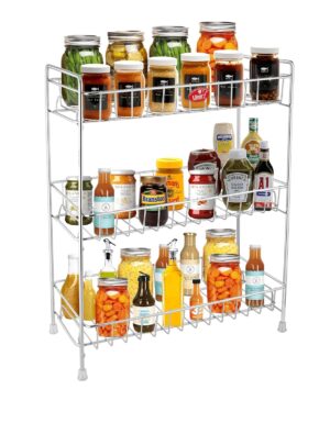 Unify Stainless Steel 3 Tier Kitchen Countertop Spice Container Organizer Rack with Shelf Liner for Kitchen/Cabinet/Pantry/Office (Rectangle), 39L x 19.5B x 50H cm - Image 2