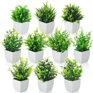 Dekorly Artificial Potted Plants, Pack of 10 Artificial Plastic Eucalyptus Plants Small Indoor Potted Houseplants, Small Faux Plants for Home Decor Bathroom Office Farmhouse (Set 0F 10) - Image 2