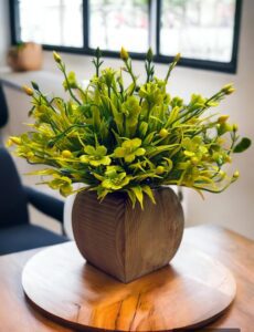 Dekorly Artificial Plants Wooden Potted Plastic Fake Green Plant Artificial Plants Greenery Plant for Indoor Office Desk Bathroom Bedroom Living Room (Design-E) - Image 2