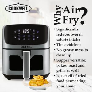 Cookwell Air Fryer - 5L With See Through Window - 1400W (Grey & Black) - Image 3