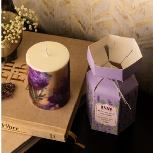 PRADECOR Scented Pillar Candle for Home Decor & Gifting – Lavender Scented | Set of 1 – 3X4 Inch – Designer Candle | Soy Wax – 390gm | Fragrance Candles for Festival Decor & Gifting - Image 9