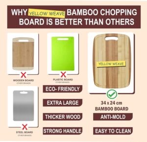 Yellow Weaves Natural Bamboo Wood Cutting Board/Chopping Board with Juice Groove for Kitchen (24x34 cm) - Image 8