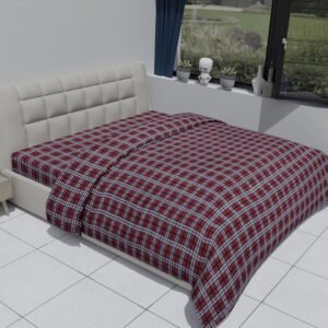 Furnishing Hut Double Bed Warm Woolen Fabric Checkered Quilt Cover/Duvet Cover/Rajai Cover/Blanket Cover for Winters (Maroon, Double 90 * 100 Inches) - Image 2