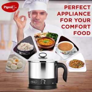 Pigeon Kessel Multipurpose Kettle (12173) 1.2 litres with Stainless Steel Body, used for boiling Water and milk, Tea, Coffee, Oats, Noodles, Soup etc. 600 Watt (Black & Silver) - Image 7