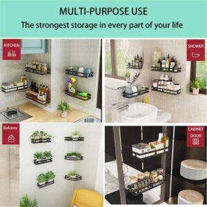 Shiok Decor Metal Spice Rack Organiser Wall Mounted, Hanging Seasoning Spice Rack Shelf Holder, Storage for Kitchen Cabinet (Black) set of 2 Make in INDIA - Image 3