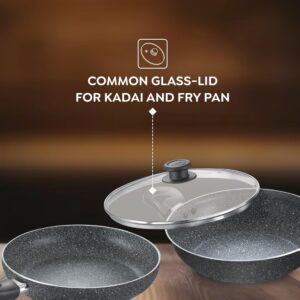 Prestige Svachh Granite Non-Stick 3-Piece Set Cookware |Dual Non-Stick Delight|Omni Tawa - 28cm Dia, Kadai with GlassLid - 24cm Dia, Fry Pan - 24cm Dia|Gas and Induction Compatible|Easy Care - Image 8