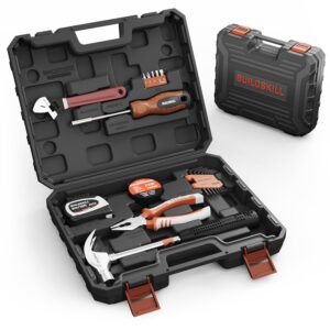 BUILDSKILL 19 Pieces Hand Tool Kit for Home | 3 Meter Auto Measuring Tape | Electrical Tape | Claw Hammer | Screw Driver Handle | Allen Key Set | Wrench | Multi-purpose Home tools box kit - Image 2