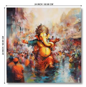 Livin'luxe paintings Dancing ganesha religious modern art canvas home decor wall paintings with frame painting for living room wall decoration office 24 inch x 24 inch CR-253 - Image 5