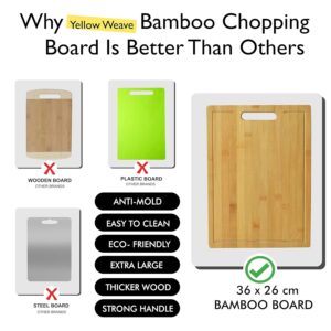 Yellow Weaves Extra Large Natural Bamboo Wood Cutting Board/Chopping Board with Juice Groove for Kitchen (36x26 cm) - Image 5