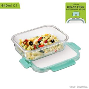 Allo FoodSafe Glass Containers with Lids with Break Free Lock, Oven Microwave Safe Containers, High Borosilicate Meal Prep Glass Food Storage Containers for Kitchen, 640ml - Image 7