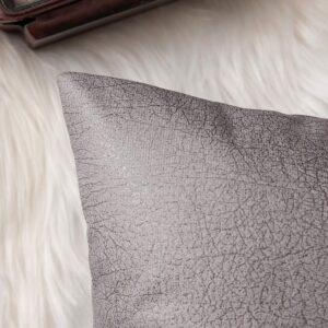 MIULEE Set of 2 Faux Leather Cushion Cover Decorative Soft Cushion Case Square Pillowcases for Couch Sofa Bed Living Room 12x20 Inch Grey,Crystal - Image 3