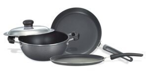 Prestige Omega Select Plus Residue Free Non-Stick Kitchen Set, 3-Pieces, Black/Silver, Aluminium - Image 2