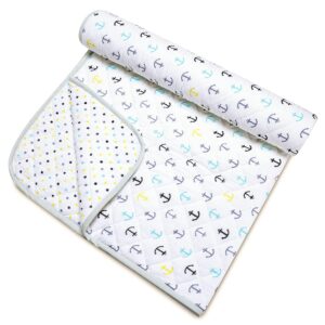 haus & kinder Nautical 100% Cotton Muslin Reversible Quilt For New Born Baby, Anthra, 200 TC - Image 9