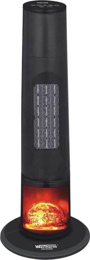 WELTHERM Tower Heater Hpc-Feugo+ With Bonfire Display 1000/2000 Watts Room Heater., Black - Image 2