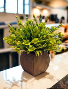 Dekorly Artificial Plants Wooden Potted Plastic Fake Green Plant Artificial Plants Greenery Plant for Indoor Office Desk Bathroom Bedroom Living Room (Design-E) - Image 3
