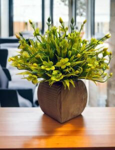 Dekorly Artificial Plants Wooden Potted Plastic Fake Green Plant Artificial Plants Greenery Plant for Indoor Office Desk Bathroom Bedroom Living Room (Design-E) - Image 4
