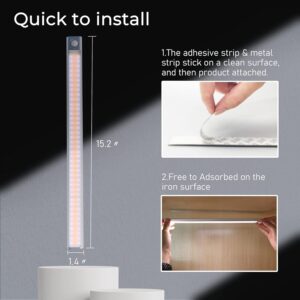 MERTTURM® 160LED Rechargeable Under Cupboard Light, Wireless Motion Sensor Closet Light, 1800mAh Battery with Stepless Dimming, Magnetic Install for Wardrobe, Cabinet, Besides, Kitchen - Image 8