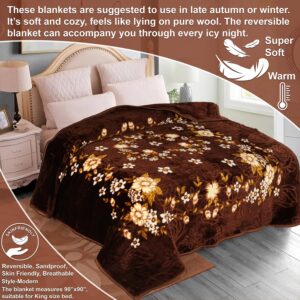 BSB HOME Super Soft Cloudy Printed Double Bed Blanket for Heavy Winter, Single Ply Mink Blanket King Size with 220 x 230 Cm – 2.5 Kg (Multicolour Dark Brown and Beige, Pack of 1) - Image 3