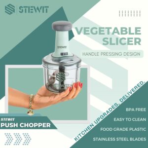 Stewit Food Chopper 900ml, Steel Large Manual Hand-Press Vegetable Chopper Mixer Cutter to Cut Onion, Salad, Tomato, Potato (Pista 900ml) - Image 4