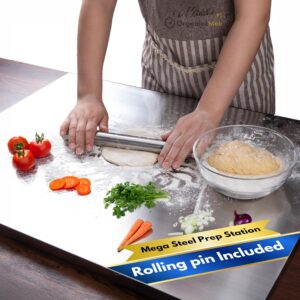 OrganizeMee Steel Chopping Board for Kitchen Large | Fruits and Vegetables Cutting Rust-Proof Cutting Board Platform Countertop Pad Cutter | (60 Cm Widex47 Cm Deep +25 Mm Bend) | A Must Kitchen Tools - Image 2