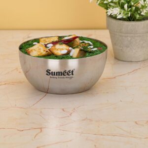 Sumeet Heavy Gauge Stainless Steel Big Size Apple Bowl/Wati/Katori with Mirror Finish – 12.2cm Dia, set of 6pc, 550ML Each, Silver - Image 4