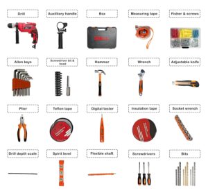 IBELL Professional Tool Kit with Impact Drill TD13-100, 650W, Copper Armature, Chuck 13mm Keyless Auto, 115 Home Essential Tools/Accessories - Image 3