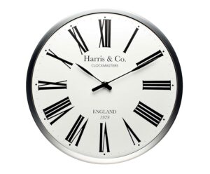 HARRIS & CO. CLOCKMASTERS Luxury Analog Wall Clock Luxury Roman Design - 13 Inch (Metal Frame & Curved Glass)(Silent Sweep Noiseless Technology), Blue - Image 2