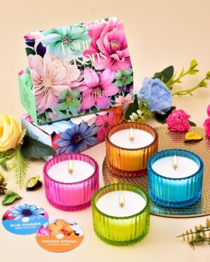 Unforgettable Four Seasons Scented Glass Candle Set of 4 – Luxury Glass Candle for Home Décor Diwali Candle Candle Gift Set Scented Candles for Home Diwali Gift - Image 5