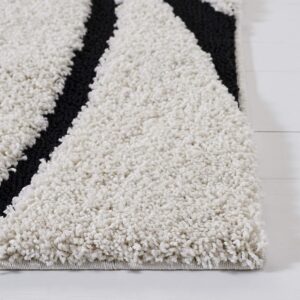 Florida Rugs Microfiber Shaggy Carpet, Fur Fluppy Soft Carpet Blush Modern Geometric 3D Textured Thick and Soft Shag 8 x 11 Area Rug Color Ivory/Black - Image 4