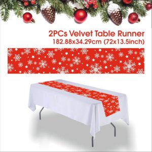 Party Baazaar Christmas Table Runner Cloth for 6 Seater Table ( Velvet Fabric Pack of 2, Size 13.5 x 72) | Christmas Decorations Items for Home | Runner for Christmas | Christmas Party Decorations - Image 4