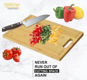 Yellow Weaves Extra Large Natural Bamboo Wood Cutting Board/Chopping Board with Juice Groove for Kitchen (36x26 cm) - Image 9