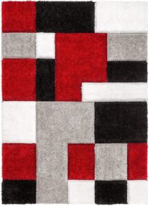 Carpetify Escondido Red Modern Geometric 3D Textured Thick And Soft Shag Carpet 8X11 Feet Area Rectangular Rug - Image 5