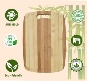 Yellow Weaves Natural Bamboo Wood Cutting Board/Chopping Board with Juice Groove for Kitchen (24x34 cm) - Image 7